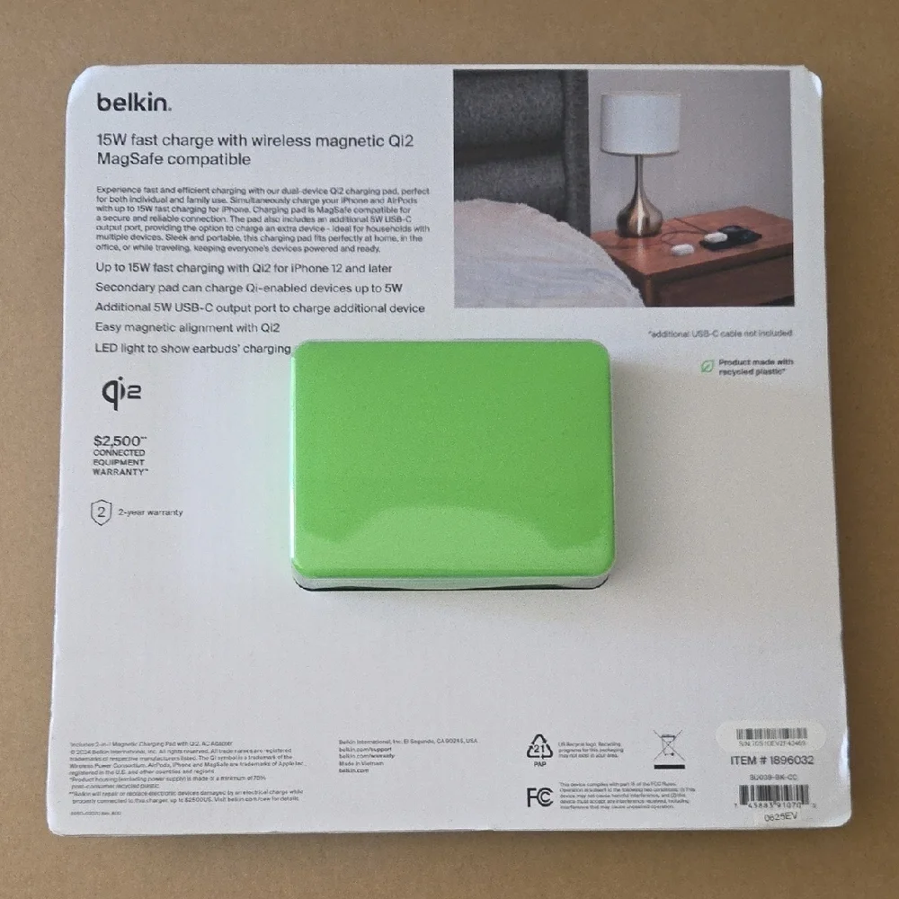 Belkin 2-in-1 Magnetic Wireless Charging Pad W/ Q12 15W